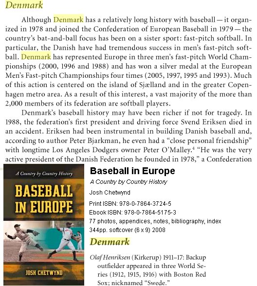 Baseball in Europe isbn 978-0-7864-3724-5